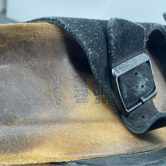 BIRKENSTOCK ARIZONA BLACK SUEDE SANDALS WITH SOFT FOOTBED in WOMEN’S SIZE 38/7 - Picture 3 of 5